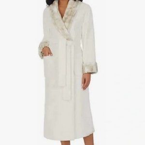 Carole Hochman Long Plush Wrap Robe Ivory Small NWT